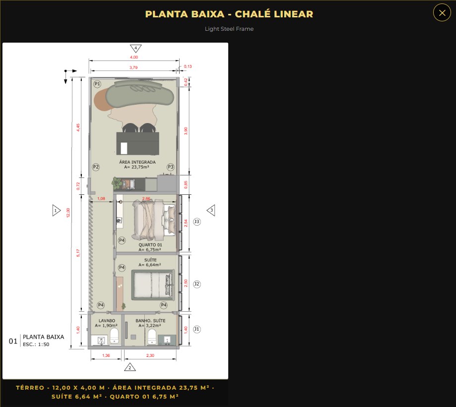 Planta baixa Chalé Linear