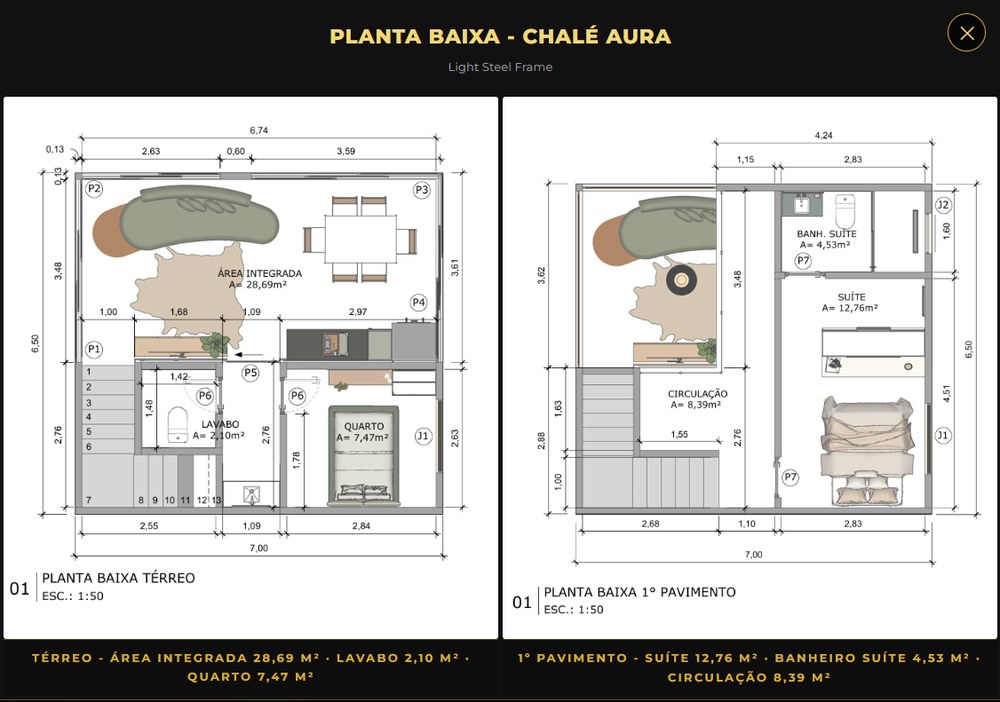 Planta baixa Chalé Aura